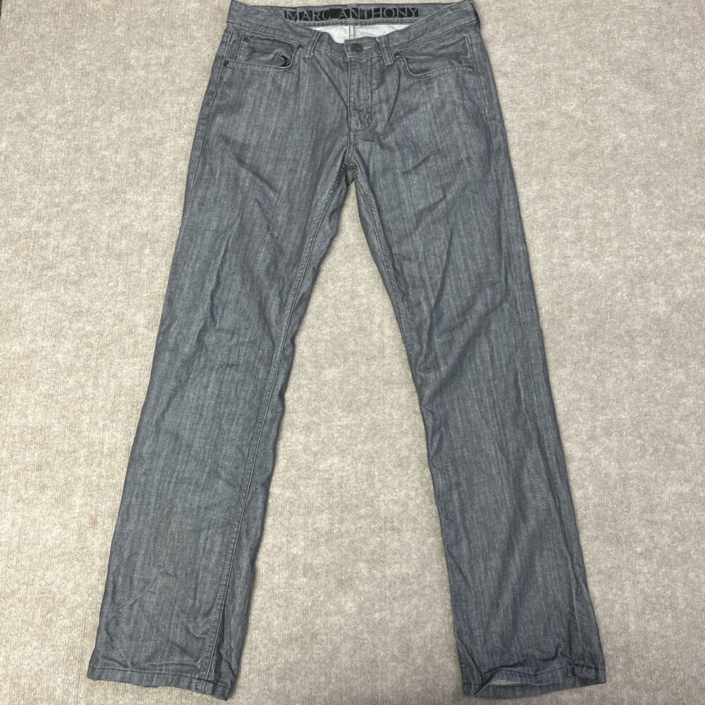 Marc Anthony Jeans Mens 32x32 Slim Fit Straight Gray Denim Jeans Designer